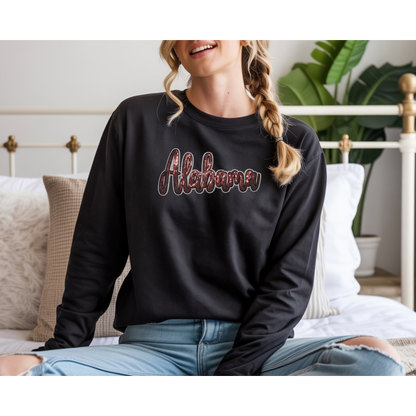 Alabama Red Sequin Patch Game Day Crewneck Sweatshirt